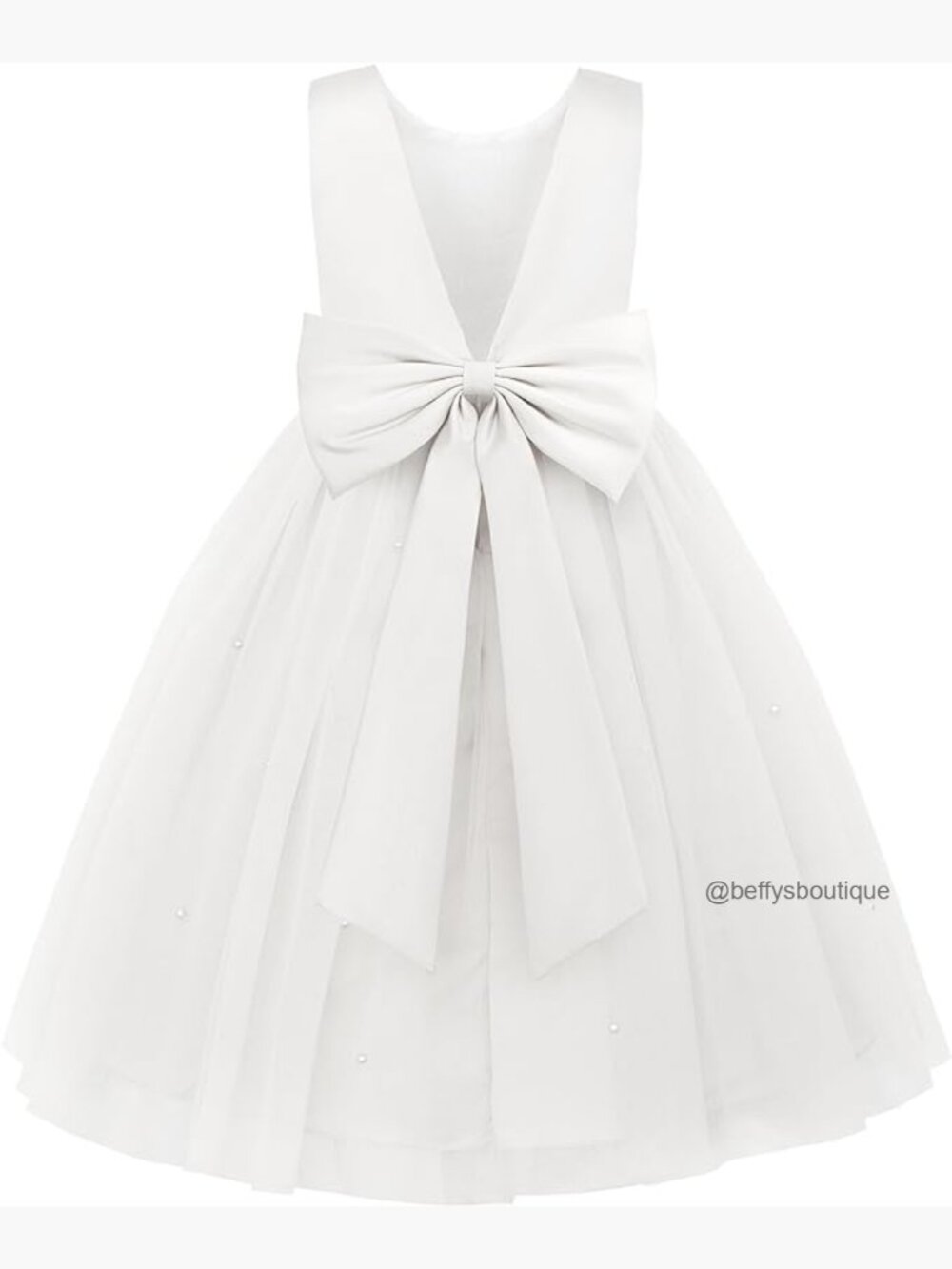 Flower Girl Dress Satin A-Line Tulle Skirt Bowknot Back Zipper - Picture 1 of 7